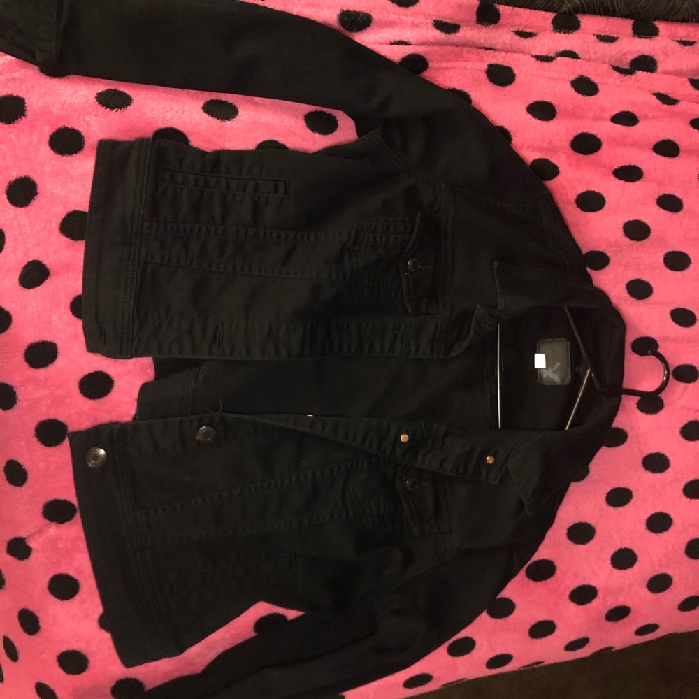 Black American Eagle Jean Jacket